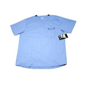 Wonder Wink WonderFlex Scrub Shirt Top Men's Size Medium Light Blue V-Neck 6618
